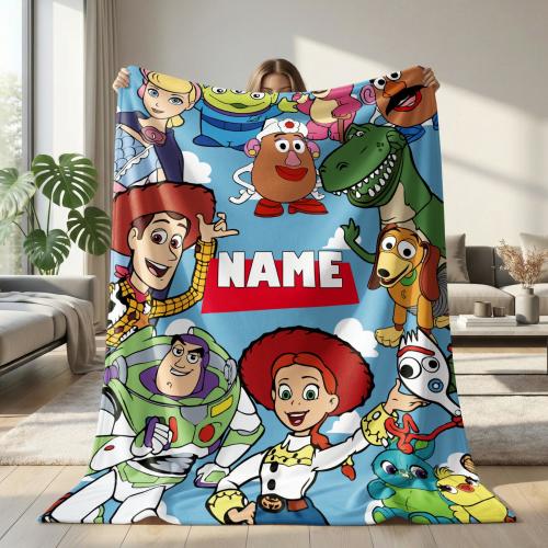 Personalized Toy Story Blanket Custom Name | Kids Birthday Gift, Woody Buzz Jessie Throw