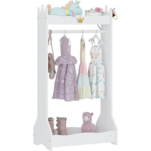 UTEX Kids Dress Up Storage, Kids' Costume Organizer Center, Open Hanging Armoire Closet, Kids Armoire with Rack for Toddler 3 Age+, White