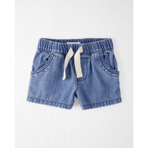 Baby Organic Cotton Chambray Drawstring Shorts - NB - Style,Spring Wash