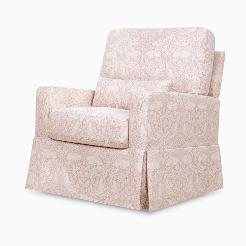 Namesake Morris & Co. x Namesake Crawford Pillowback Comfort Swivel Glider - Pure Brer Rabbit In Rose Performance Eco-Weave