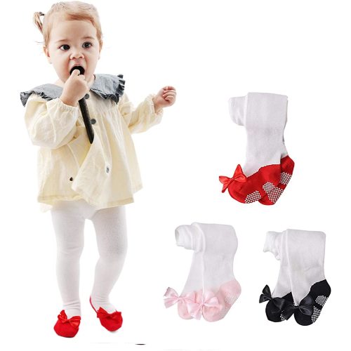 EPEIUS Baby Tights Baby Girls Non-Slip Plain/Ribbed Leggings Seamless Cotton Stockings Pantyhose Newborn Infant Toddler