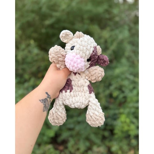Chenille Cow Lovey: Plush Farm Animal Snuggler