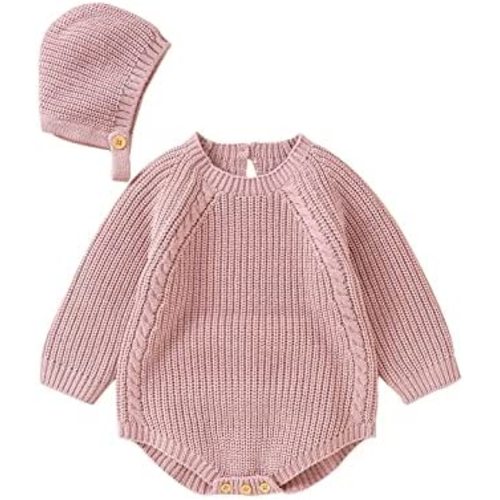 Newborn Baby Girl Boy Knit Sweater Romper Neutral One Piece Bodysuit Pullover Fall Winter Clothes