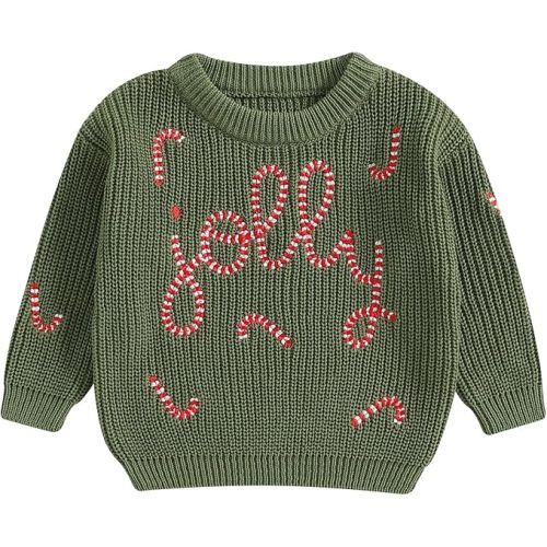 Newborn Toddler Baby Boy Girl Christmas Sweater Merry Embroidery Knitted Sweater Oversized Winter Warm Clothes
