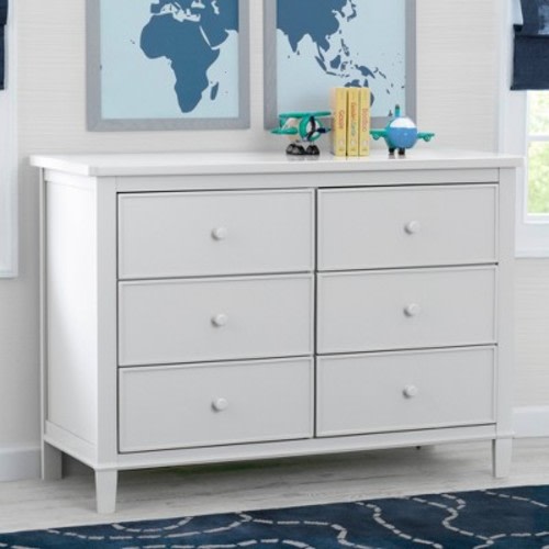 Delta Children Haven 6 Drawer Dresser with Interlocking Drawers - White