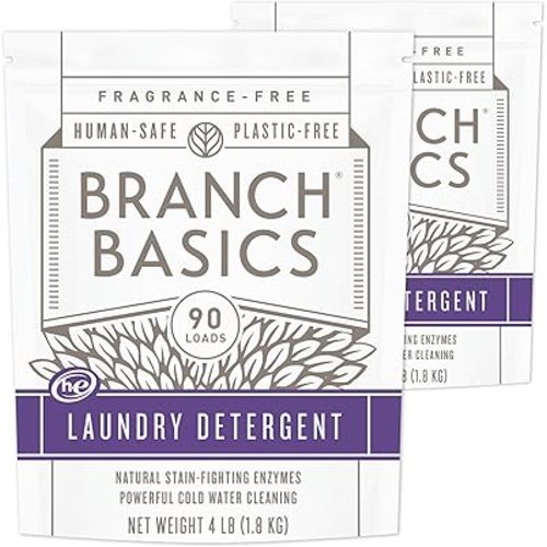 Branch Basics Laundry Detergent – 2 Pack, 4lbs per | Plant & Mineral-Based Formula | Lifts Stains & Removes Odor | Plastic-Free, Fragrance-Free & Safe for Sensitive Skin