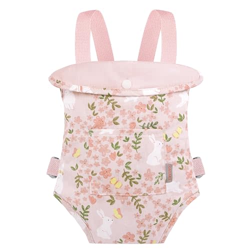 GAGAKU Doll Carrier Baby Doll Accessories Babydoll Swing 22 Inche Doll Carrier Baby Doll with Carrier Backpack for Toddlers - Pink - Rabbit Garden