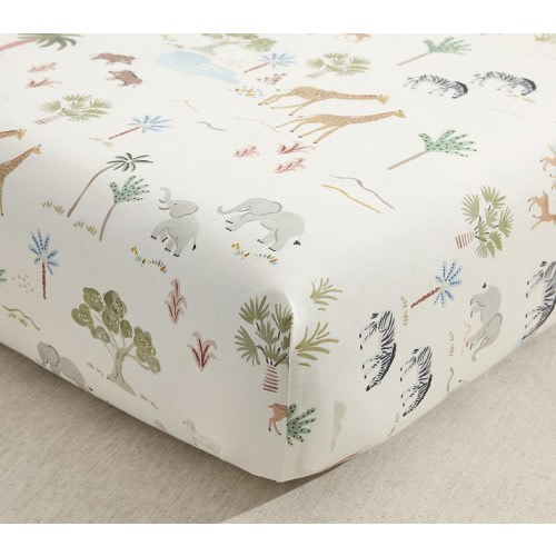 Noah's Ark Organic Cotton Crib Fitted Sheet