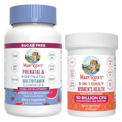 MaryRuth Organics Prenatal Postnatal Multivitamin Gummies (Strawberry) & Women's 3-in-1 Daily Probiotic Capsules | Clean Label Project Verified® | Breastfeeding & Gut Health | Vegan, Non-GMO