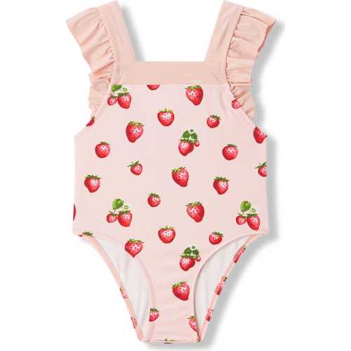 Strawberry Ruffle Square Neck Swimsuit - Milkbarn Kids Swim | Maisonette