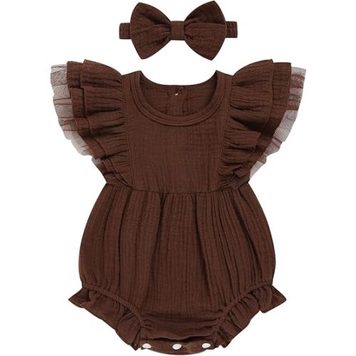TITKKOP Ruffle Bubble Romper for Baby Girl | One-Piece Shorts Jumpsuit | Summer Outfit & Dress for Infants 0-18M