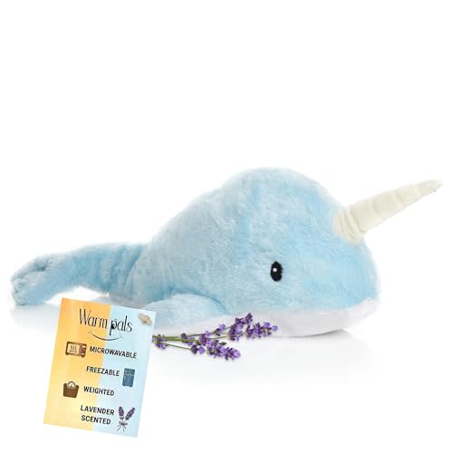 Warm Pals Nori the Narwhal, Microwavable Weighted Plush, Heated for Warmth | Cute, Soft, Cozy Toy for Adults, Children, Boys, and Girls