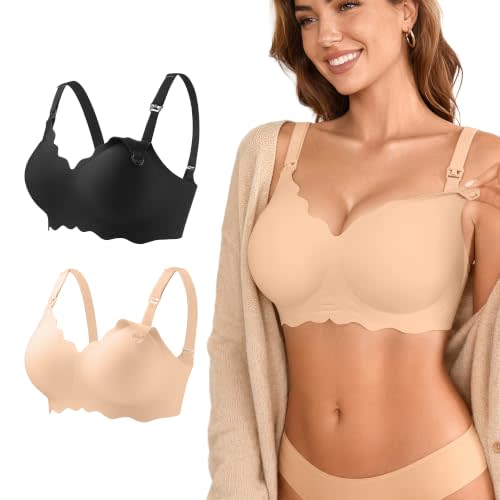 DEANGELMON Maternity Nursing Bra for Women Breastfeeding - Jelly Pregnancy Pumping Breast Feeding Seamless Bras with Support