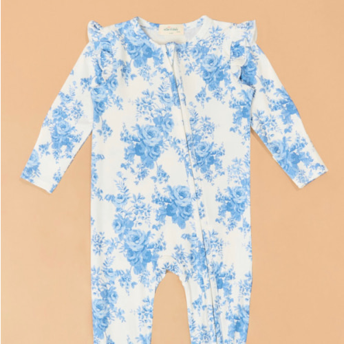 Cottage Floral Ruffle Sleeve Footie