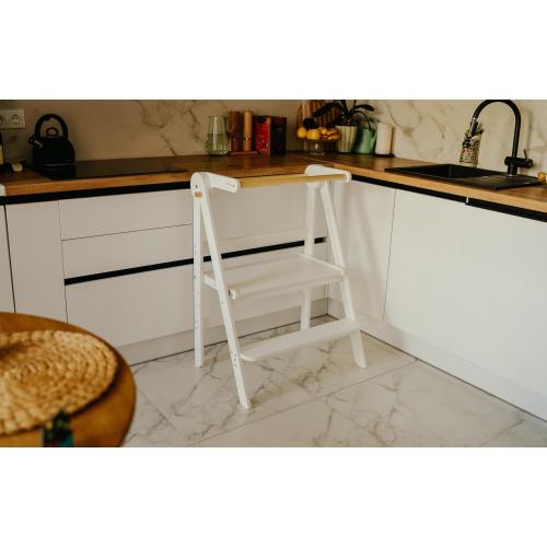 Handmade Folding Learning Ladder for TWINS, Double Helper Kitchen Tower Peak, Toddlers Kitchen Step Stool, Learning Stool, Adjustable Helper