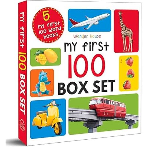 My First 100 Series Boxset- Pack of 5 Picture Books for Children (Animals, Words, Numbers, Food We Eat and Things That Move)