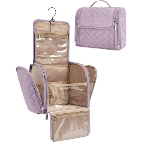 BAGSMART Travel Toiletry Bag, Large Capacity Cosmetic Bags for Women with Hanging Hook, Water-resistant for Toiletries Accessories Brushes Sponge, With Handle