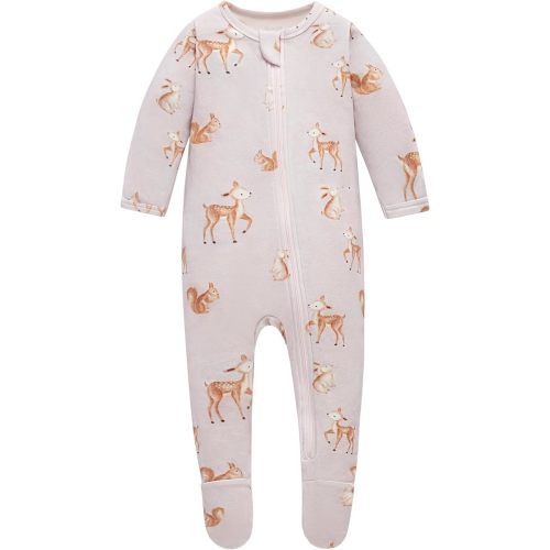 Owlivia Organic Cotton Baby Pajamas, Boys Girls Zip Front Sleep 'N Play Pjs, Footed Sleeper, Long Sleeve