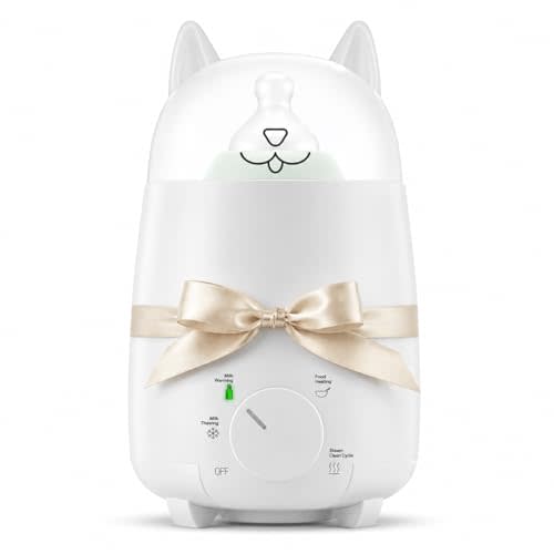 Baby Bottle Warmer for Breastmilk and Formula, 8-in-1 Defroster, Baby Food Heater, Steam Care Cycle, BPA-Free PP, CPSIA-Tested, 24H Keep Warm, Night Light, Auto Shut-Off