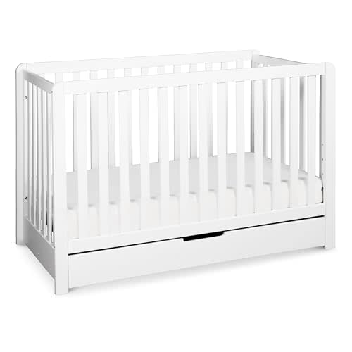 Carter's by DaVinci Colby 4-in-1 Convertible Crib w/ Drawer, White | Includes Trundle Storage Drawer - Converts to Toddler Bed, Daybed & Full-Size Bed - Conversion Kits Sold Separately