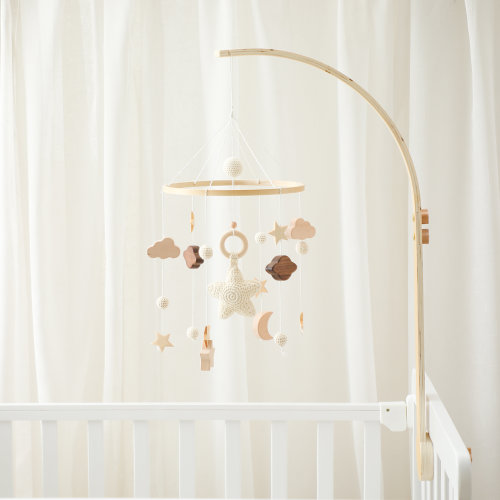 Harriet Bee Boho Moon and Star Crib Mobile with Curved Wooden Arm | Wayfair