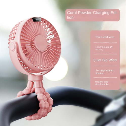 Mini Portable Stroller Fan, Battery Operated Small Clip on, Detachable 3 Speed Rechargeable, 360° Rotate Flexible Tripod Better Cooling for Car Seat Crib Treadmill Travel Black