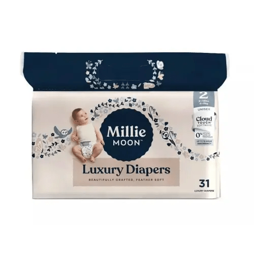 Millie Moon Luxury Diapers (Size-2 and Count-31) white-10 to 18 lbs (Pack of 1)