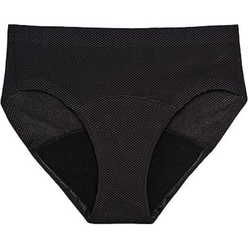 THINX Period Underwear, Breathable Hip Huggers, Holds Up to 12 Regular Tampons*, Period Panties, All-Day Absorbency Menstrual Underwear for Women, Reusable, 1 Pack, M Black