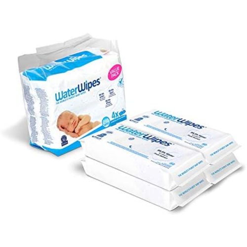 WaterWipes Original Baby Wipes, 99.9% Water, Unscented & Hypoallergenic for Sensitive Newborn Skin, 4 Packs (240 Count)