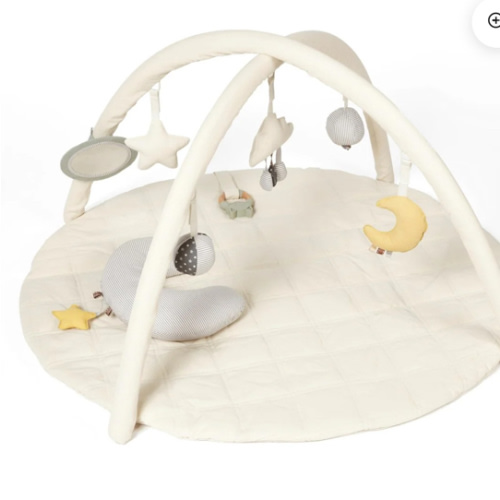 Organic Cotton Cozy Baby Playmat with Mirror, Tummy Pillow and 6 Toys