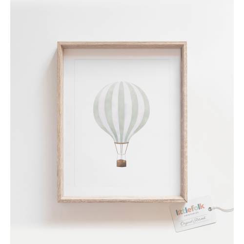 Mint Green Hot Air Balloon Print, Printable Vintage Hot Air Balloon Wall Art, Travel Nursery Decor, Kids Room Decor, DIGITAL DOWNLOAD