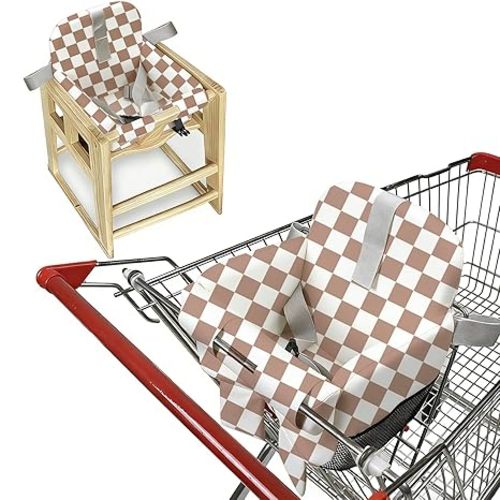 Padded Shopping Cart Cover for Baby Boy & Girl, High Chair Cover for Restaurant Seat, Machine Washable Infant Toddler Buggy Seat Cover (Checkered)