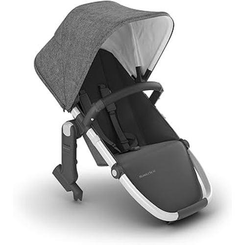 UPPAbaby RumbleSeat V2+ Second Lower Seat/Compatible with Vista V2 and Vista V3 / Adapters, Bumper Bar, Bug Shield Included/Jordan (Charcoal Mélange/Silver Frame/Black Leather)