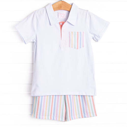 Summer Stripes Short Set, Orange – Stitchy Fish
