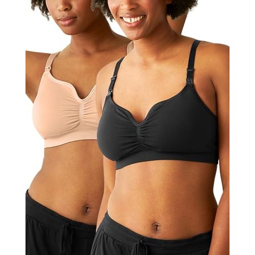 Kindred Bravely Tatum Maternity Nursing Bra, Seamless Bralette Set, 2 Pack | Nursing Clips for Quick Access, Adjustable Straps, Removable Padding, Sweetheart Neckline, Shirring, Pullover, Silky Stretch