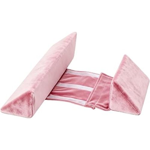 Little One Side Sleeper Wedge Pillow, Pink Velvet Sleep Positioner for 0-6 Month Tiny Ones, Adjustable 3.9-8.7 in, Anti-Rollover, Head Shaping, Anti-Spit Up Design