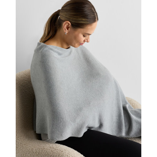 Quince Lightweight Cotton Cashmere Nursing Shawl in Heather Grey