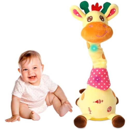 Dancing Talking Giraffe Stuffed Animal Baby Toys Singing Song Toddlers Toy Repeats What You Say Glowing Musical Toy for Baby Birthday