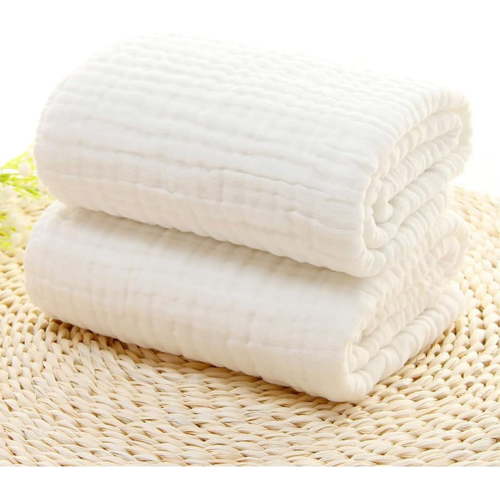 XXF-Muslin Baby Towel Set - Large Baby Bath Towel 6-Ply Cotton Gauze Super Soft and Absorbent for Newborns Boys Girls (5 White Washcloths) Bath Towel&&
