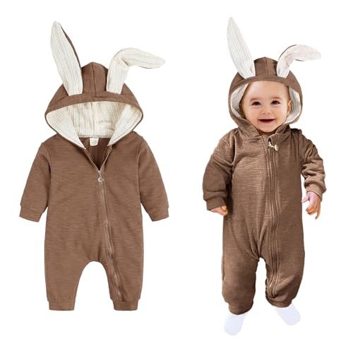 AGQT Babys Bunny Costume One Piece 3D Rabbit Ear Easter Halloween Costume Size 0-24 Months