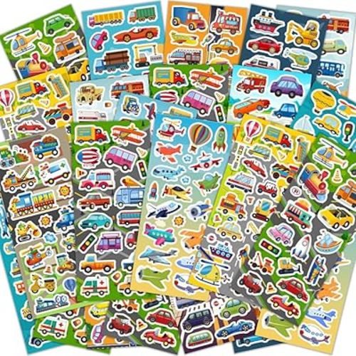 36 Sheets Cars and Trucks Stickers for Kids, 700+ Cute Vehicle Stickers