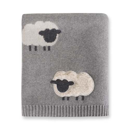 Wooly Sheep 3D | Organic Cotton Jacquard Knit Baby Blanket