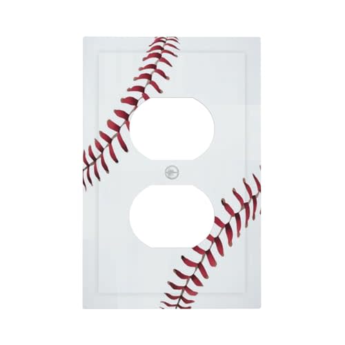 Outlet Covers Baseball Pattern Wall Plate 1 Gang Duplex Wall Plate Decorative Switch Plates Electrical Receptacle Faceplate Light Switch Cover for Bedroom Bathroom Decor