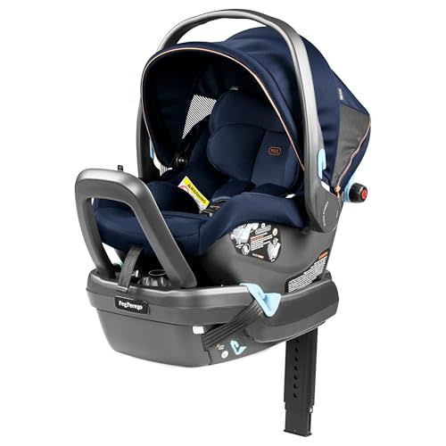 PEG Primo Viaggio Nido - Rear Facing Infant Car Seat - Blue Shine | Includes Base with Load Leg & Anti-Rebound Bar - for Babies 4 to 30 lbs - Made in Italy