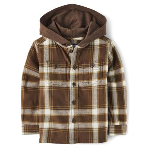 The Children's Place Toddler Boys Long Sleeve Plaid Hoodie, Sizes 6M-5T