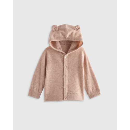 Washable Cashmere Hooded Cardigan in Oatmeal