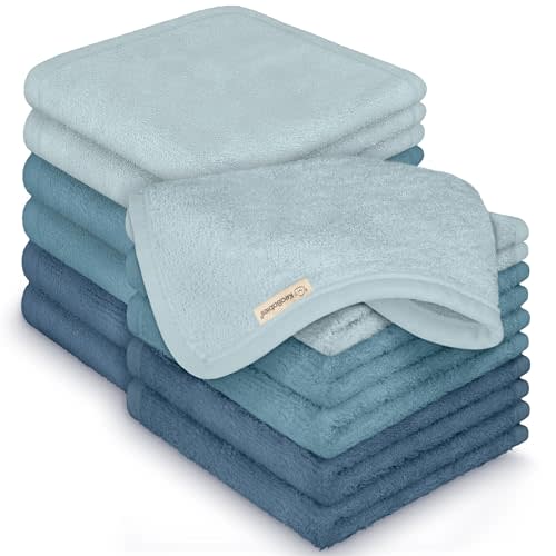 12-Pack Baby Washcloths, Soft Absorbent Washcloths for Face, Body (Depths) | Viscose from Bamboo Washcloths, Baby Towels, Newborn, Kids, Toddlers, Infant, Gentle on Sensitive Skin, 10x10, Reusable