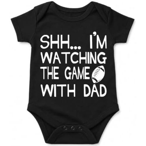 AW Fashions Shh I'm Watching The Game With Dad - Football Baby Bodysuit