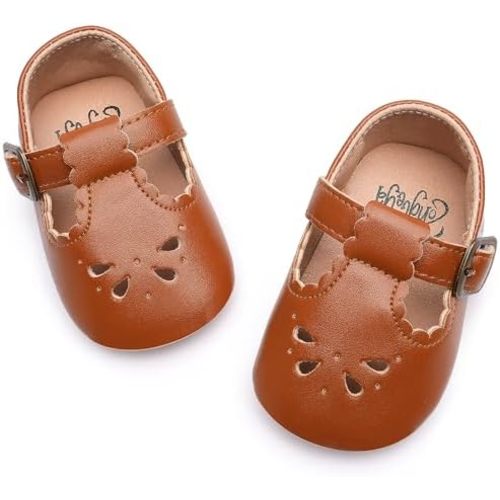 HONGTEYA Infant Baby Girls Mary Jane Flats Non Slip for Toddler First Walkers Soft Sole PU Leather Crib Shoes Sneaker Wedding Party Christmas Princess Dress Shoes Baby Moccasins Girls