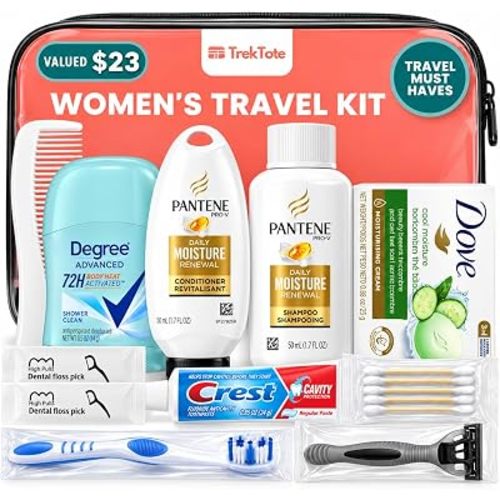 Travel Essentials Kit For Women Includes Name Brand Travel Size Toiletries